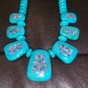 Turquoise and opal chips necklace